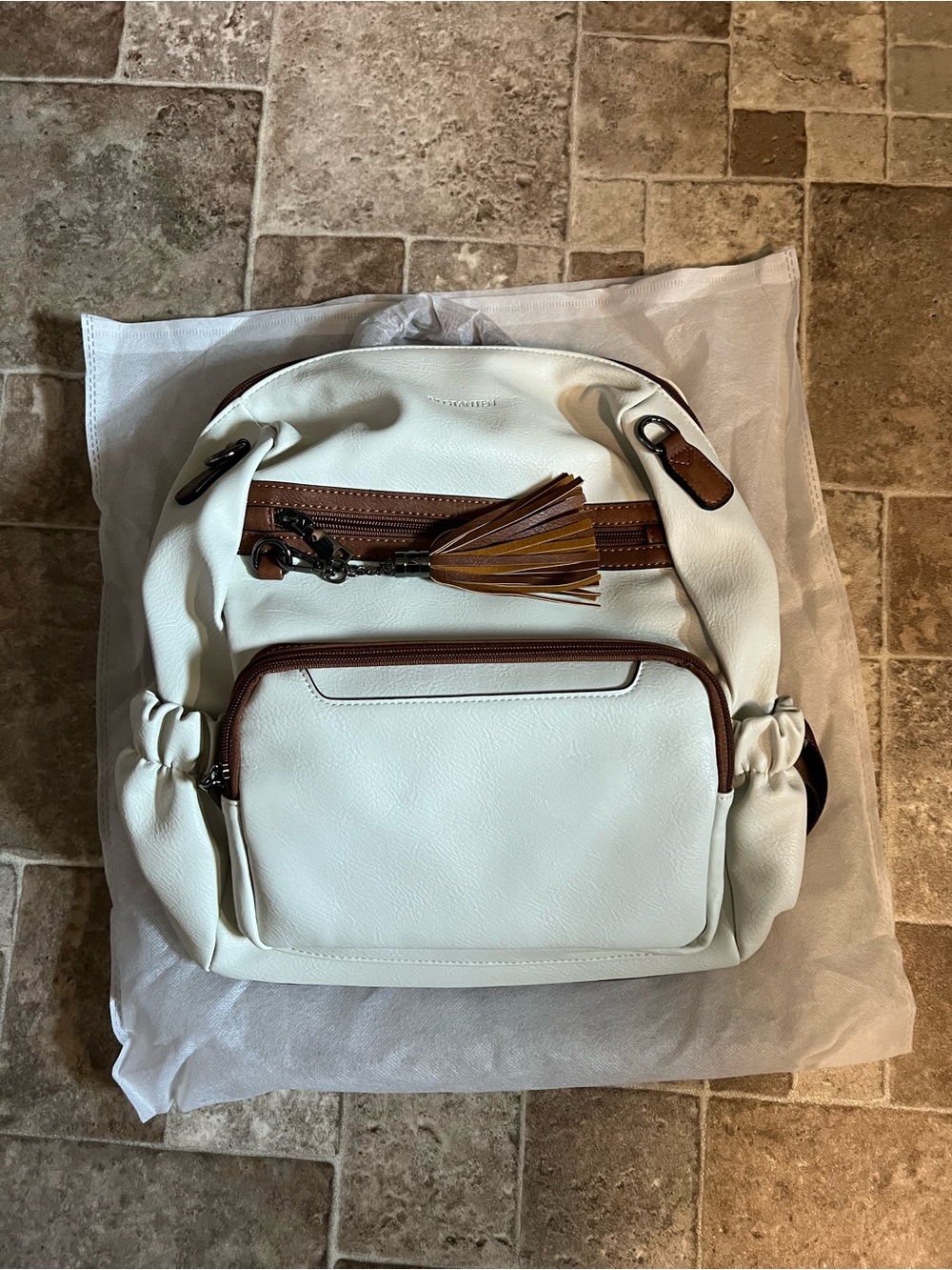 NWT White and Brown Women's Backpack